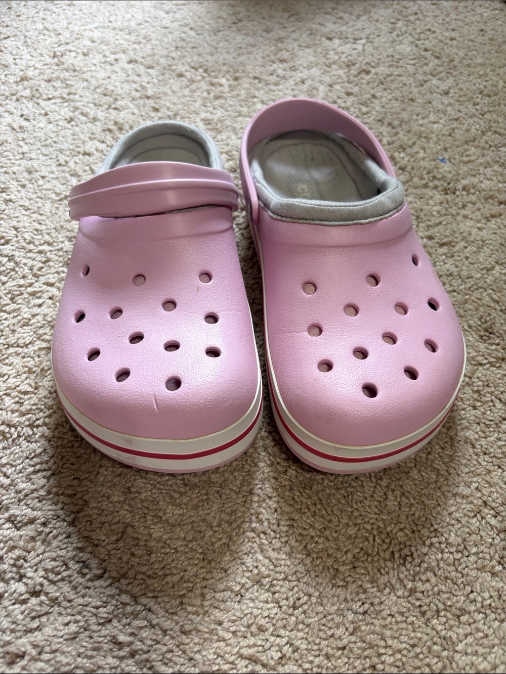 Crocs Pink Lined Slip On Sandals Size Mens 7 Women’s 9